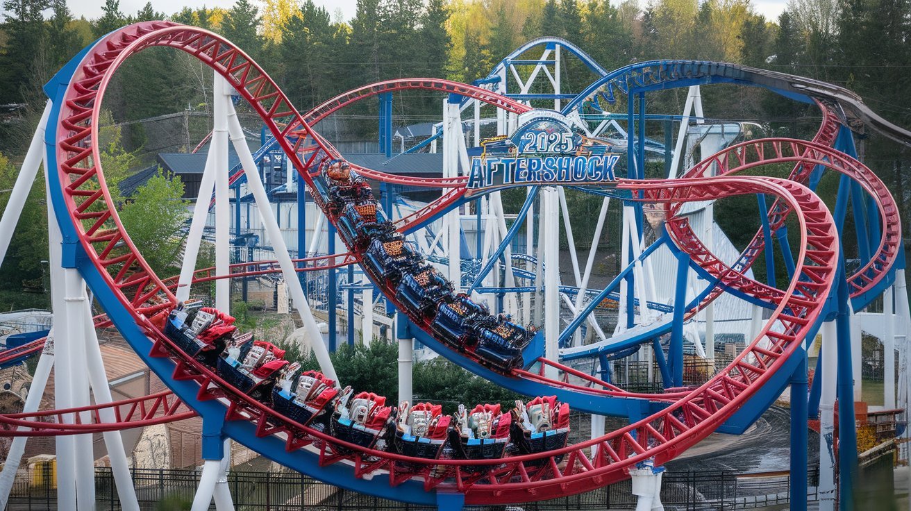 2025 Aftershock roller coaster at Silverwood Theme Park